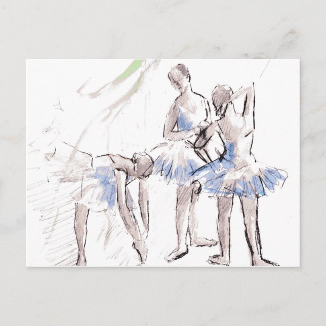 Watercolor Ballet Dancing Ballerina Postcard (Front)
