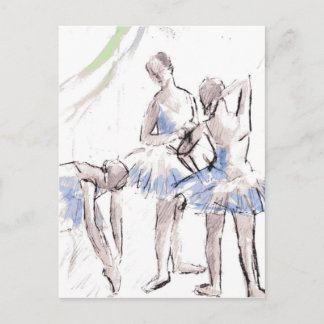 Watercolor Ballet Dancing Ballerina Postcard