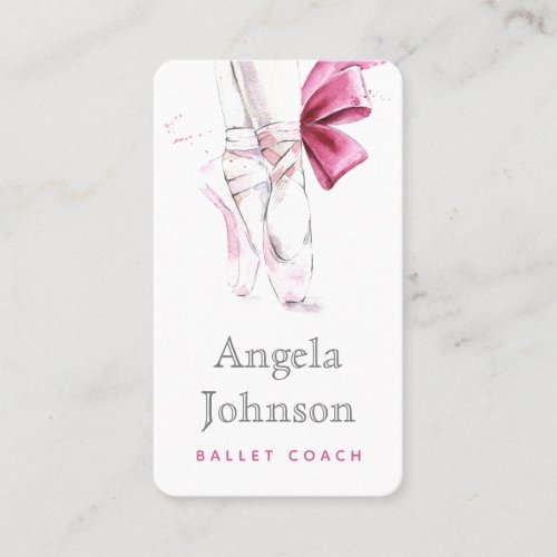 Watercolor Ballet Slippers Ballerina Shoes Pink  Business Card