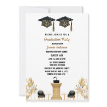 Watercolor balloon and hats Graduation Party