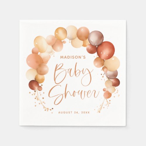 Watercolor Balloon Arch Gender Neutral Baby Shower Napkins