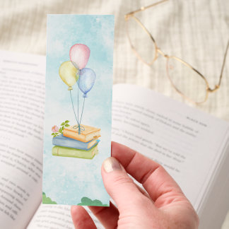 Watercolor balloon bookmark design