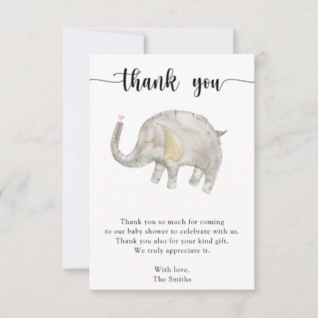 Watercolor balloon elephant thank you  (Front)