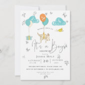 Watercolor Balloon Puppy Baby Boy Shower Invitation (Front)