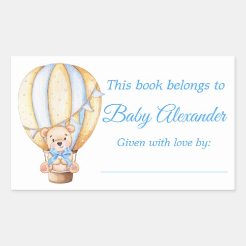 Watercolor Balloon Teddy Bear Bookplate Labels