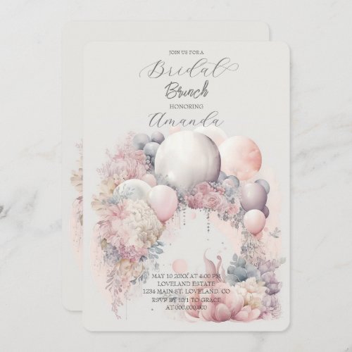 Watercolor Balloons and flowers Arch Bridal Shower Invitation