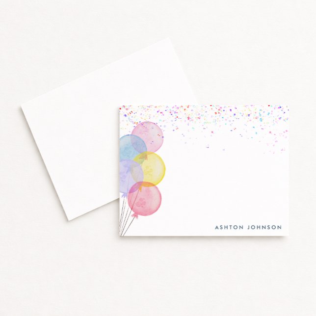 Watercolor Balloons Birthday Note Card (Creator Uploaded)
