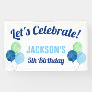 Watercolor Balloons Boy Birthday Banner