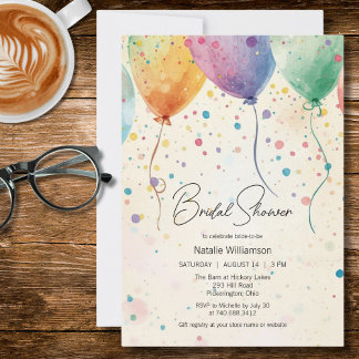 Watercolor Balloons Bridal Shower Invitation