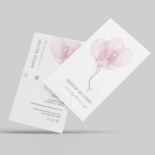 Watercolor Balloons Event Planner Business Card