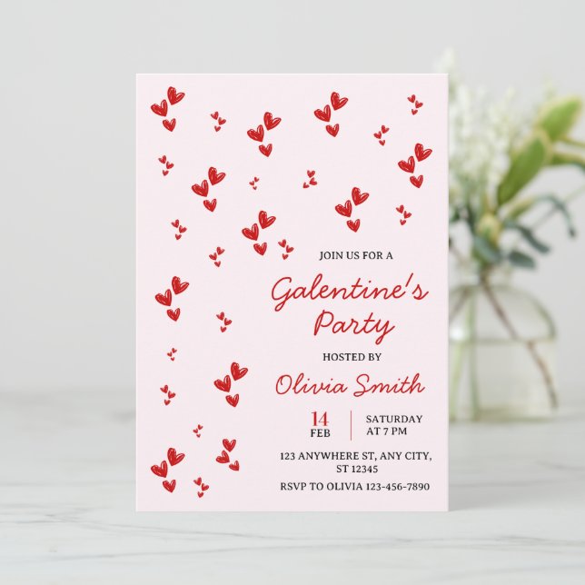 WATERCOLOR  BALLOONS GALENTINES DAY PARTY  INVITAT INVITATION (Standing Front)