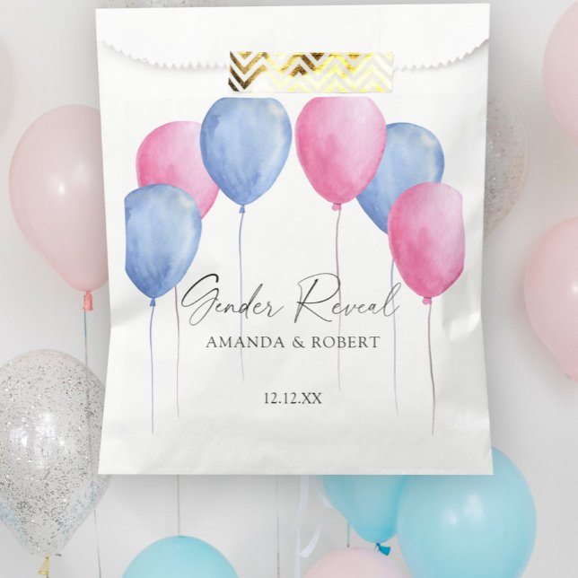 Watercolor Balloons Gender Reveal Favor Bag (Creator Uploaded)