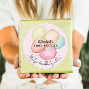 Watercolor Balloons on Pink Baby Shower Classic Round Sticker