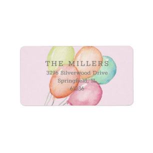 Watercolor Balloons Pink Label
