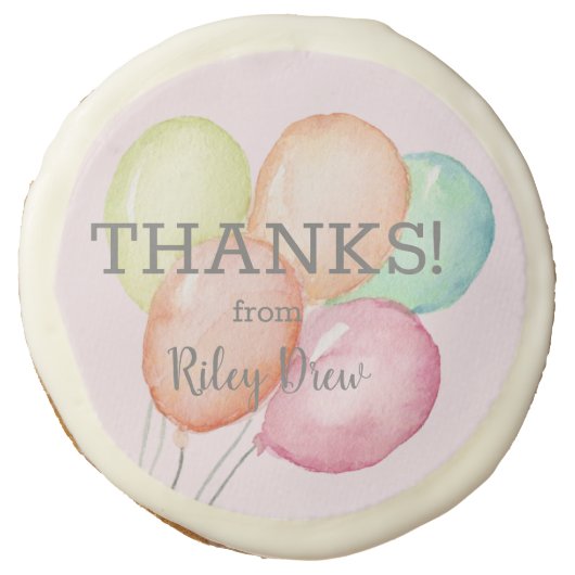 Watercolor Balloons Sugar Cookie (Front)