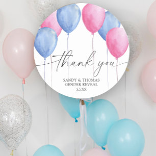 Watercolor Balloons Thank you gender reveal Classic Round Sticker