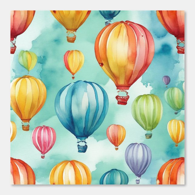 Watercolor Balloons Whimsical Colorful Nursery Wallpaper (Front)