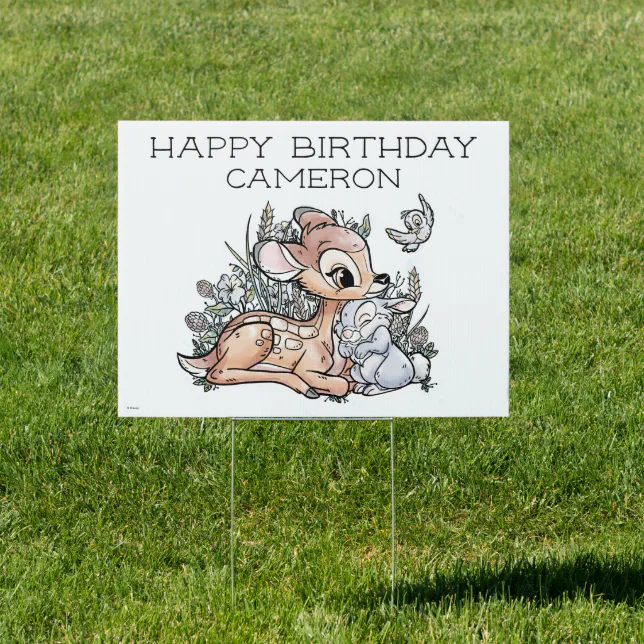 Watercolor Bambi Birthday Sign | Zazzle