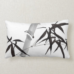 Watercolor bamboo art lumbar pillow