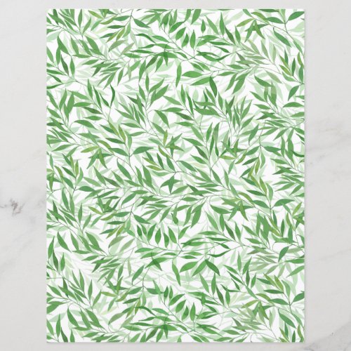 Watercolor Bamboo Leaf Branches Vines Forest