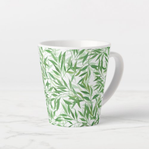 Watercolor Bamboo Leaf Branches Vines Forest Latte Mug