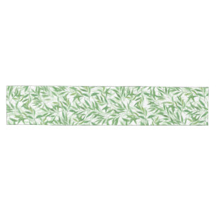 Watercolor Bamboo Leaf Branches Vines Forest Medium Table Runner