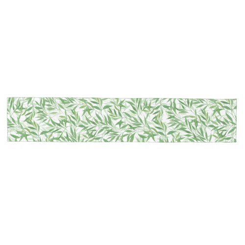 Watercolor Bamboo Leaf Branches Vines Forest Medium Table Runner