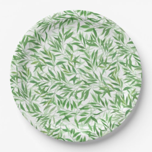 Watercolor Bamboo Leaf Branches Vines Forest Paper Plates
