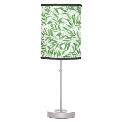 Watercolor Bamboo Leaf Branches Vines Forest Table Lamp