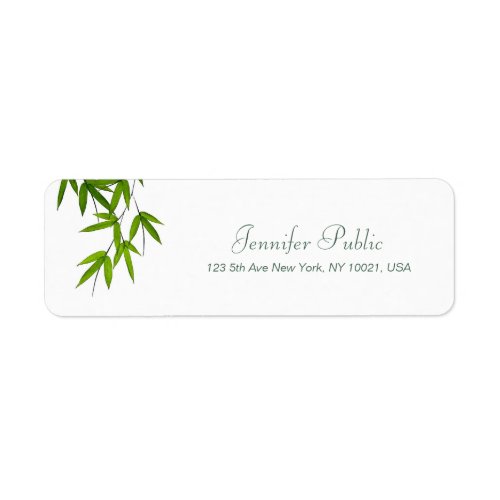 Watercolor Bamboo Leaves Template Hand Script Chic Label