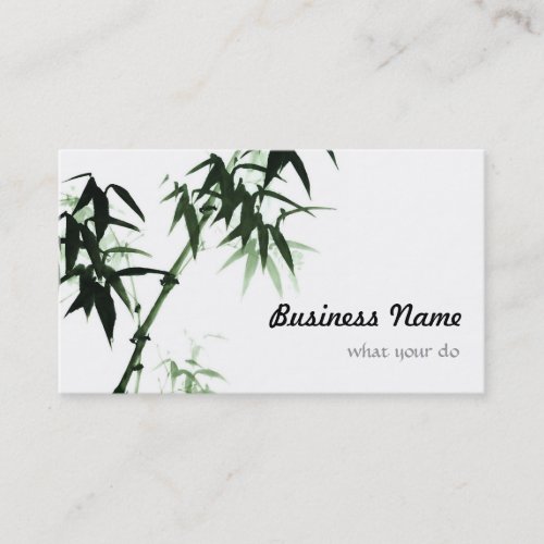 Watercolor Bamboo Stalks l Oriental Zen Touch Business Card