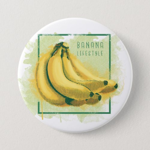 Watercolor banana fruit design button