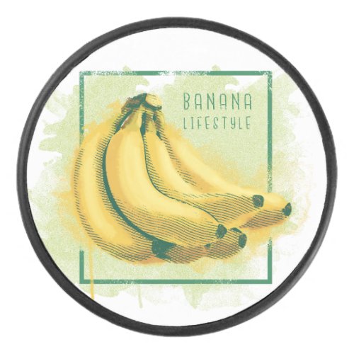 Watercolor banana fruit design hockey puck