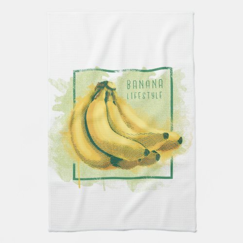 Watercolor banana fruit design kitchen towel