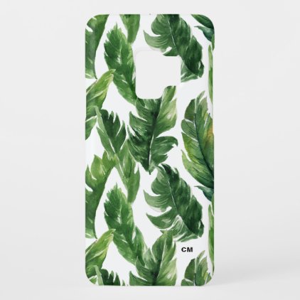 Watercolor Banana Leaves Pattern Tropical Monogram Case-Mate Samsung Galaxy S9 Case