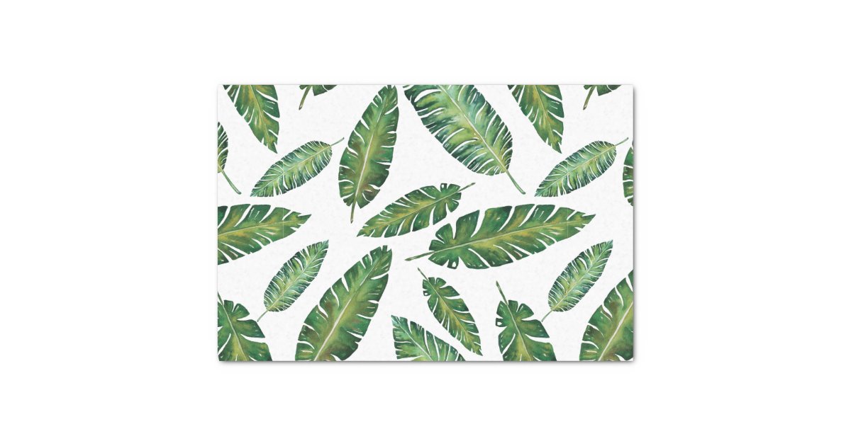 Watercolor banana leaves tropical summer pattern tissue paper | Zazzle