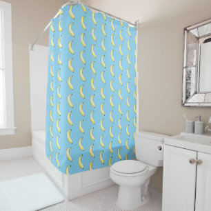 watercolor banana shower curtain