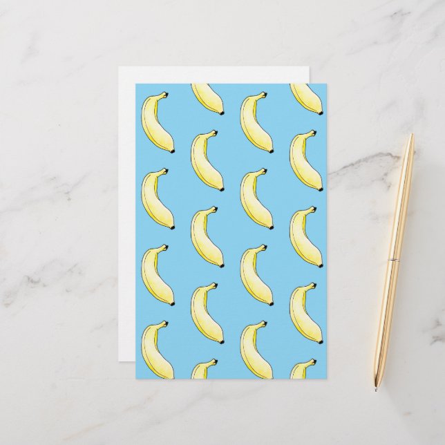 watercolor banana stationery (Front/Back In Situ)