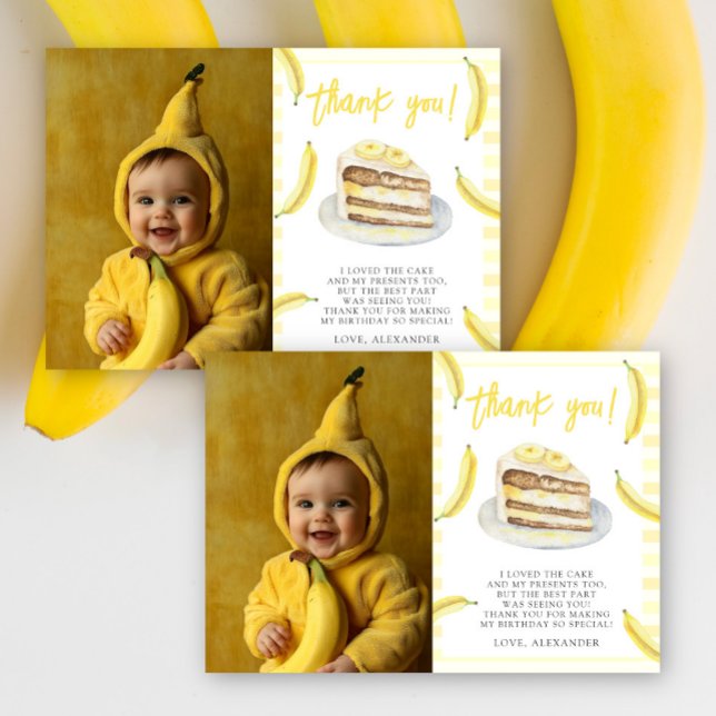 Watercolor Bananas Birthday Thank You Card (Creator Uploaded)