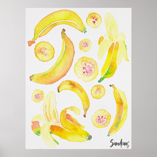 Watercolor Bananas Poster