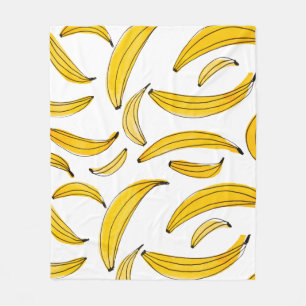 Watercolor bananas - yellow fleece blanket