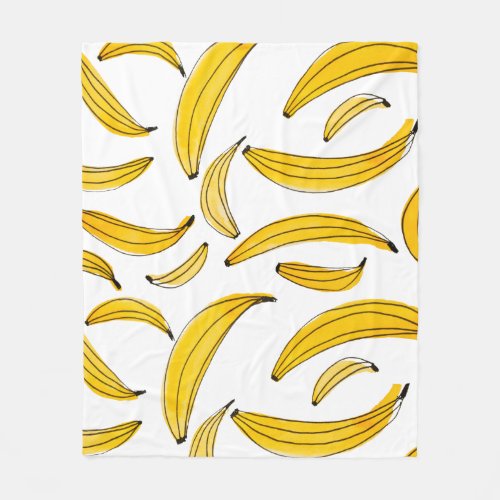 Watercolor bananas _ yellow fleece blanket