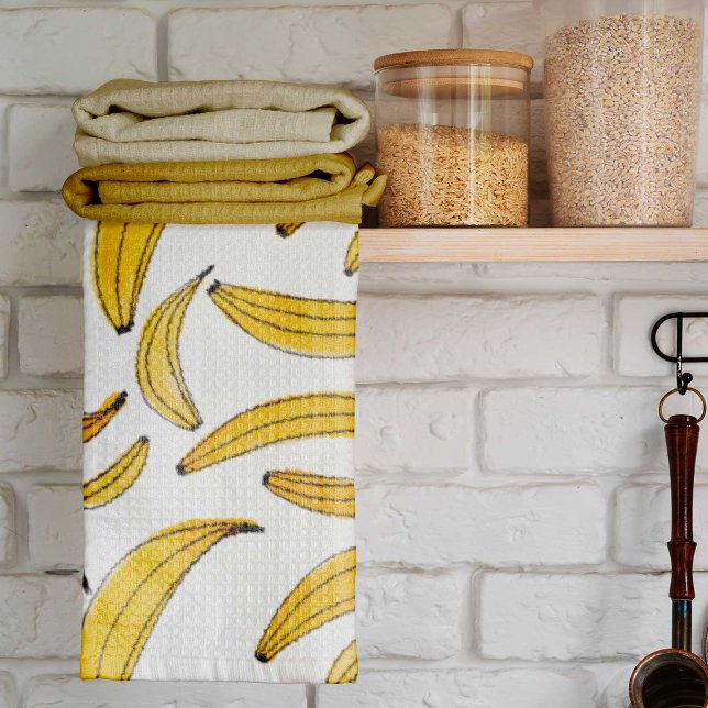 Watercolor bananas - yellow kitchen towel (Creator Uploaded)