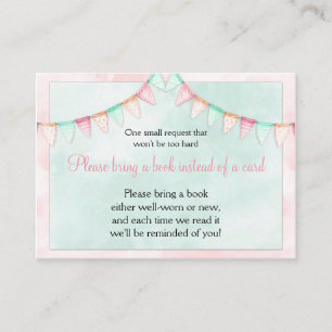 Watercolor Banners Flags Baby Shower Book Request Enclosure Card
