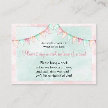 Watercolor Banners Flags Baby Shower Book Request  Enclosure Card by HydrangeaBlue at Zazzle