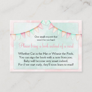 Watercolor Banners Flags Baby Shower Book Request Enclosure Card