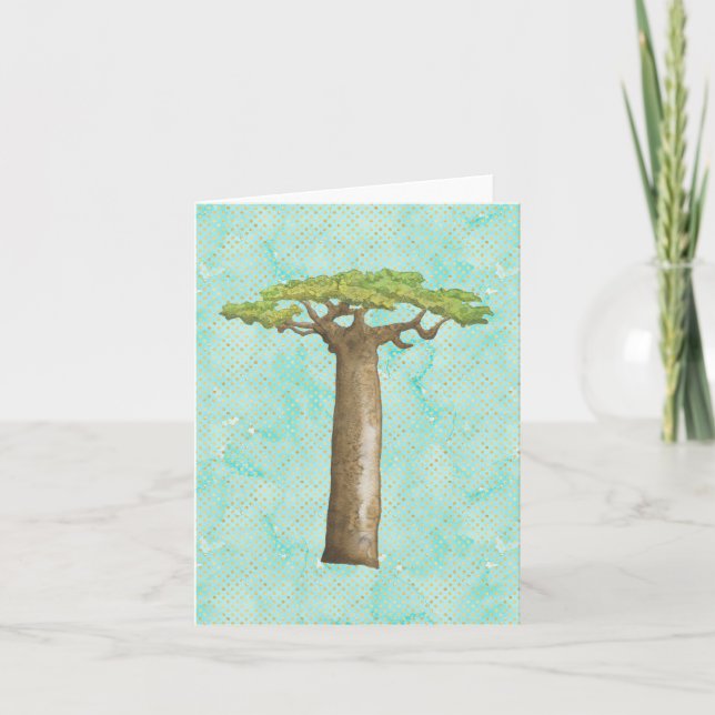 Watercolor Baobab Tree Note Card (Front)