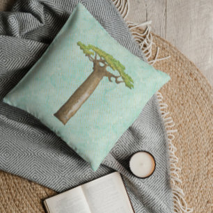 Watercolor Baobab Tree Throw Pillow