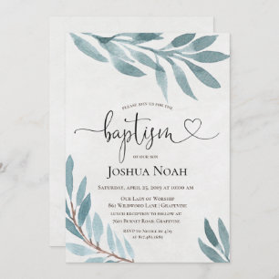 Watercolor Baptism Botanical Invitation
