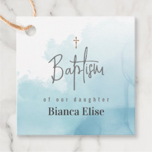 Watercolor Baptism Godparents Simple Modern Favor Tags